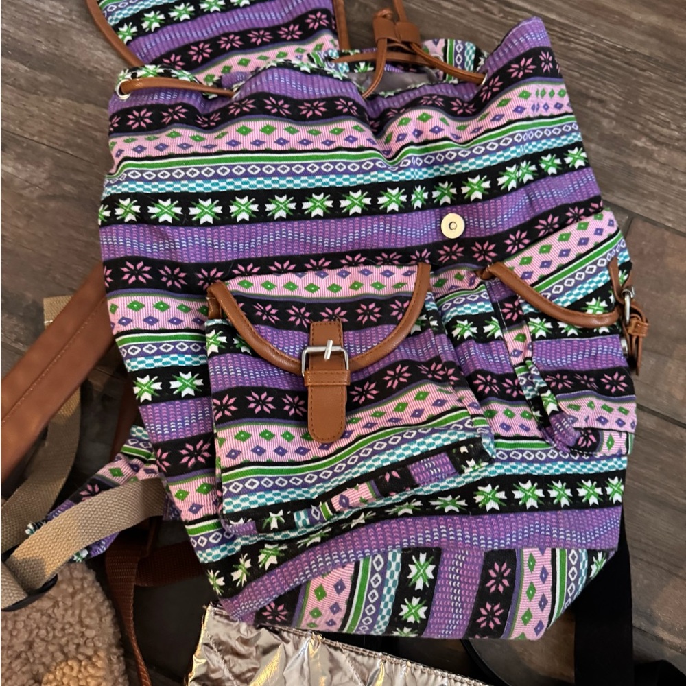 Multicolor Patterned Backpack/Tote Bag Bundle - image 5